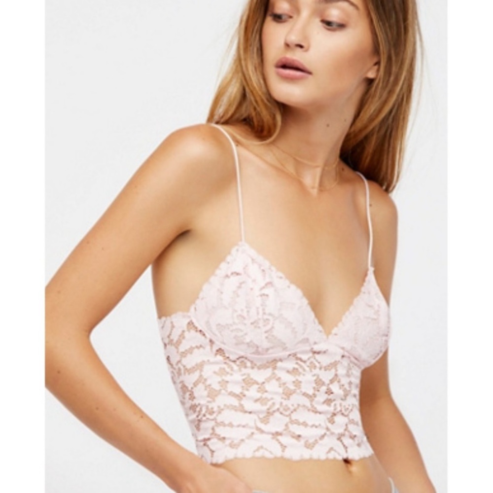 Free People Pink Lace Brami Lace Bralette
